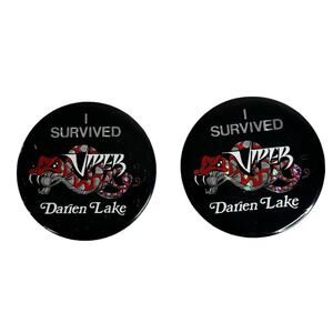 Vintage Darien Lake Viper Roller Coaster Button Amusement Park Lot of 2
